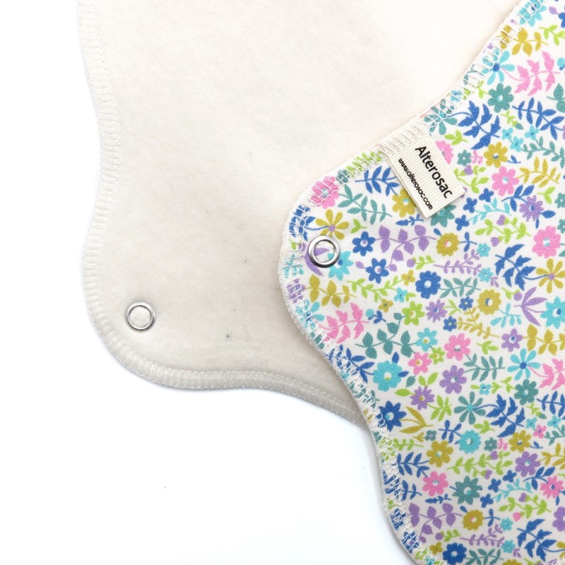 Serviette hygiénique lavable en coton bio - Taille M (flux moyen)