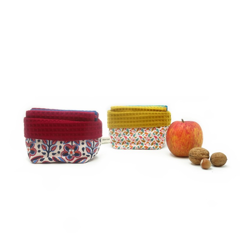 Essuie-tout lavable - x 5 avec panier de rangement