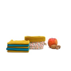 Essuie-tout lavable - x 5 avec panier de rangement