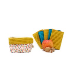 Essuie-tout lavable - x 5 avec panier de rangement