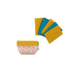 Essuie-tout lavable - x 5 avec panier de rangement