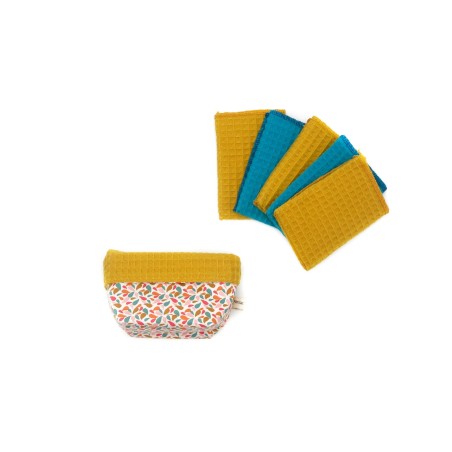 Essuie-tout lavable - x 5 avec panier de rangement