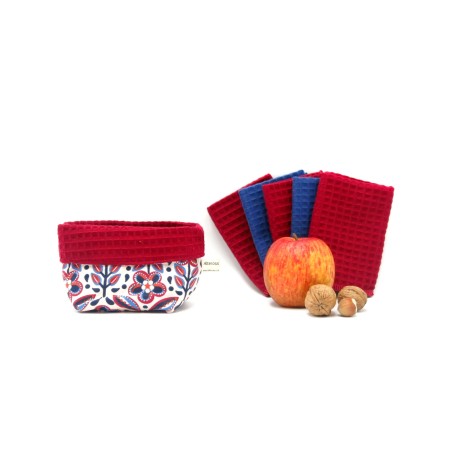 Essuie-tout lavable - x 5 avec panier de rangement