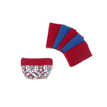 Essuie-tout lavable - x 5 avec panier de rangement