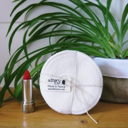 Coton démaquillant lavable en coton bio (rond) - certifiés GOTS